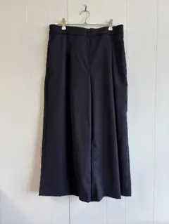 無印良品 再生ポリエステルクロップドワイドパンツネイビーXL