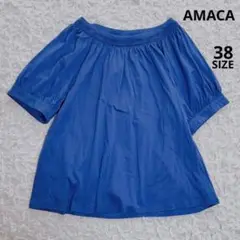 アマカ　綿100半袖刺繍ネックカットソー（M）春夏ブラウス　痩身効果　着やすい
