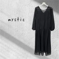 mystic ミスティック　Vネック 長袖 ロング ワンピース 黒 ブラック