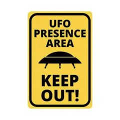 新品 UFO 警告看板 ブリキ看板 UFO PRESENCE AREA KEEP