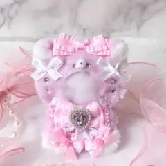 にじぱぺっと おすわり ぬい服 10cm ❤︎ ねこ ピンク 白 リボン