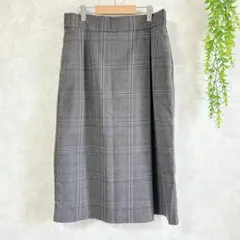 【ユニクロ】グレンチェック タイトスカート L グレー系チェック