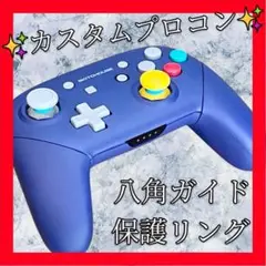 純正任天堂Switchプロコン【ゲームキューブカスタム・八角ガイド・保護リング】