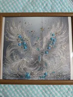 一点もの ハンドメイド 鳳凰アート クリスタル 額縁付き 開運 幸運