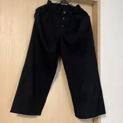 GU ブラック ワイドパンツ ボタン付き