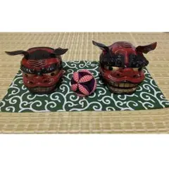 【縁起物セット】伝統工芸・獅子舞2点＋鞠1点　和柄布付き 獅子頭　木彫　魔除け 2025年最新】木彫 獅子舞の人気アイテム - メルカリ