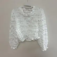 ホワイト プリーツデザイン トップス 160