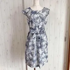 J.PRESS　ジェイプレス　花柄ボーダー　フレンチスリーブ　ワンピース／9号