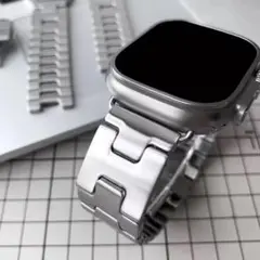 Apple Watch Hバンド ステンレス シルバー ラグジュアリー
