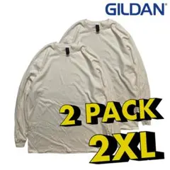 GILDAN ロンT 2XLサイズ 2枚セット ナチュラルコットン 長袖Tシャツ