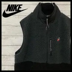 【超人気デザイン】NIKE☆ ボア フリース 刺繍ロゴ ベスト フルジップ XL