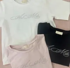 アンミール　anmille ラインストーンロゴTシャツ　ピンク