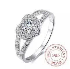 503 シルバー ハート リング s925 czダイヤモンド 韓国 結婚式 宝石