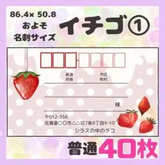 【イチゴ①】宛名シール　差出人シール　普通サイズ　40枚　シンプル　苺　フルーツ