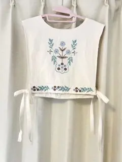 Samansa Mos2 サマンサモスモス ＊ 脇リボンフラワー刺繍ベスト