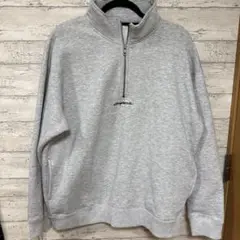グレー ハーフジップ トレーナー　裏起毛　ポッケ付き