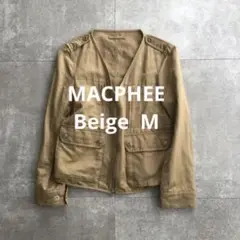 ✴︎✴︎MACPHEE ジップノーカラージャケット　カーキベージュ✴︎✴︎