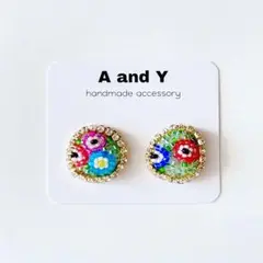 ◆クリムト『接吻』◆ビーズ刺繍ピアス/ビーズ刺繍イヤリング
