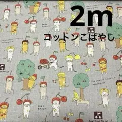 【特価】ラスト3枚★綿麻★コットンこばやし★さくらんぼ被り猫★くすみグレー★