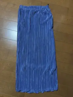 ブルー プリーツ ロングスカート