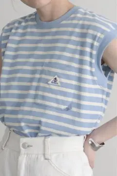 GEVACO 水色ストライプ 半袖Tシャツ　38