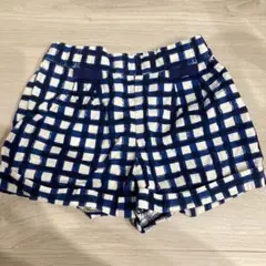 Bebe べべ　ショートパンツ　90 ブルー　チェック　青　白