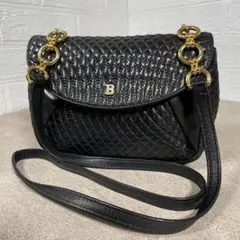 BALLY バリー ショルダー バッグ ブラック レザー チェーン 金具 黒