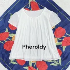 Pheroldy◆半袖シフォントップス プルオーバー ホワイト L サラサラ 涼