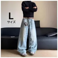 ワイドデニム　 バギーデニム 　Lサイズ アイスブルー メンズ　 新品
