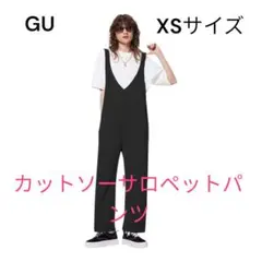 セール◆GU カットソーサロペットパンツ XSサイズ ブラック