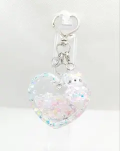 シャカシャカキーホルダー シャカシャカシェイカー ハート クリア ホログラム