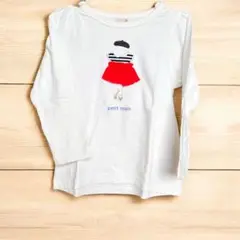 最終価格　petit main 長袖　ホワイト　白　刺繍　服　100