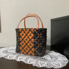 かごバック小さめ　黒✖️オレンジ