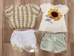 女の子 80cm ひまわりTシャツ ショートパンツ 4点セット まとめ売り 黄色