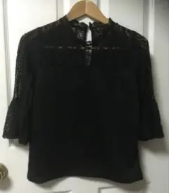 しまむら新品レースプルオーバーLブラック