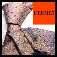 極美品‼️ネクタイ HERMES ファソネH H 馬車 シルク100% オレンジ