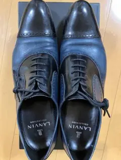 ⭐️美品⭐️ランバン　革靴　ブラック×ネイビー　コンビ　26.5