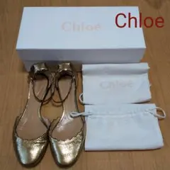 Chloe クロエ フラットシューズ ストラップ ラウンド ゴールド サンダル