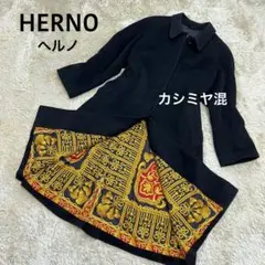 ☆美品☆HERNO ヘルノ ステンカラーコート 2XL 大きいサイズ タッセル柄
