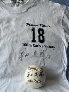 桑田真澄 100勝記念Tシャツ＆サインボールセット