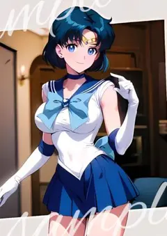 A4 ポスター　セーラーマーキュリー　水野亜美　ファンアート　美少女