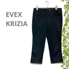 【EVEX KRIZIA】ストレッチパンツ　カプリ丈　黒　大きいサイズ　L 古着