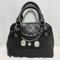 しまむら× 眞白ありす コラボバッグ 黒 ブラック ビジュー パール リボン