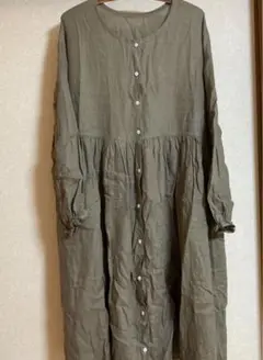 【最終値下げ】kfg洋裁店さん　リネンワンピース　110丈　ハンドメイド