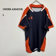 UNDER ARMOURトレーニングシャツ L ネイビー/オレンジ日本製c342
