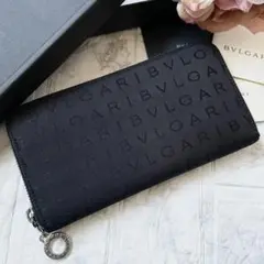 未使用級✨BVLGARI ブルガリ　長財布　キャンバス　ロゴマニア　ブラック