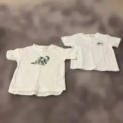 恐竜プリント ホワイトTシャツ 2枚セット