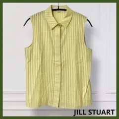 ジルスチュアート　ノースリーブシャツ　イエロー　ストライプ　チェック　美品