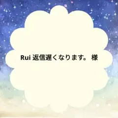 Rui 返信遅くなります。 様
