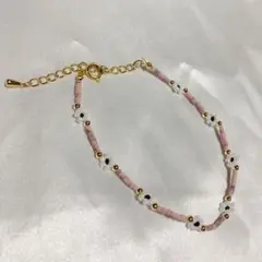 285 お花ビーズ ブレスレット ビーズアクセサリー 大きめサイズ